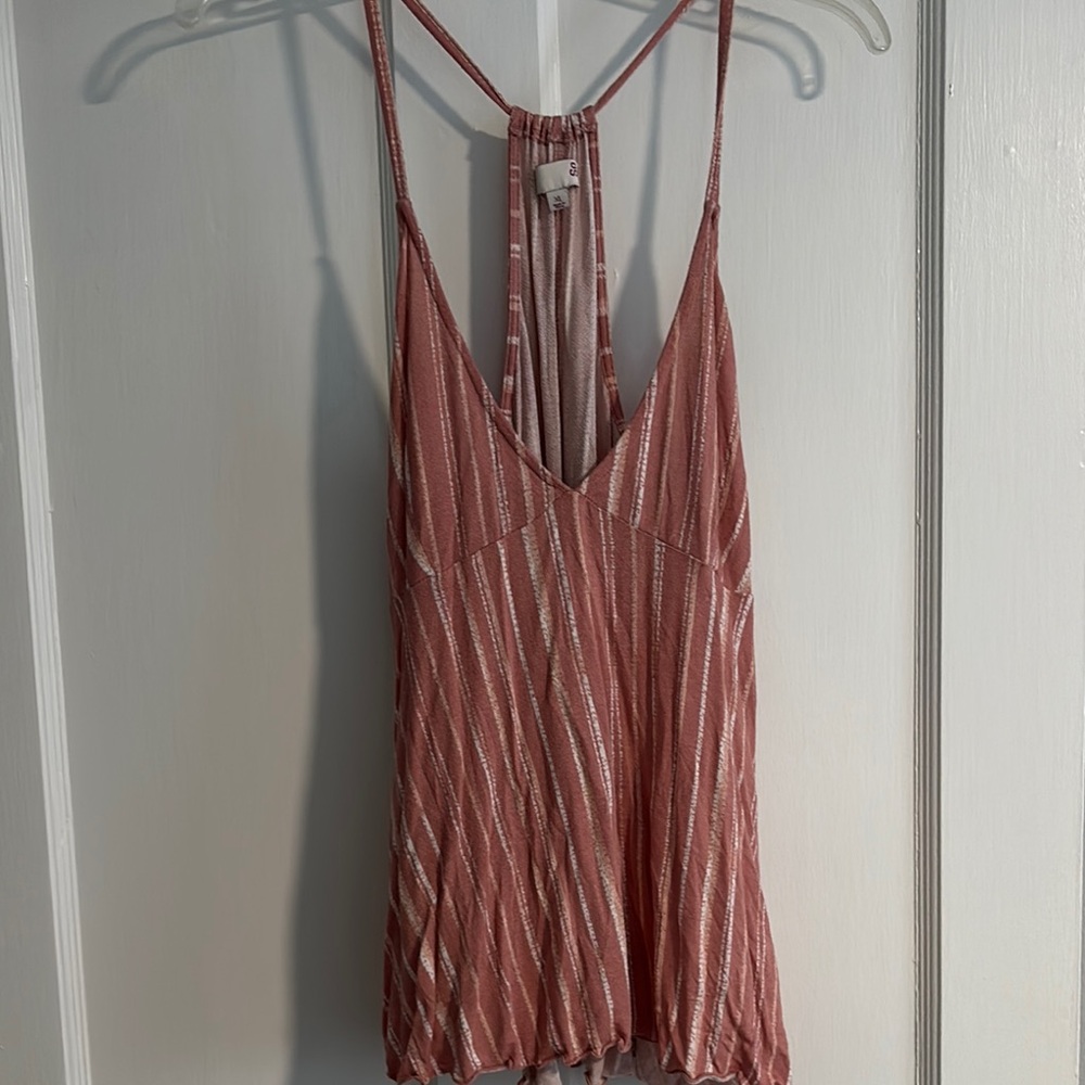 SO Pink and White Striped Tank Top